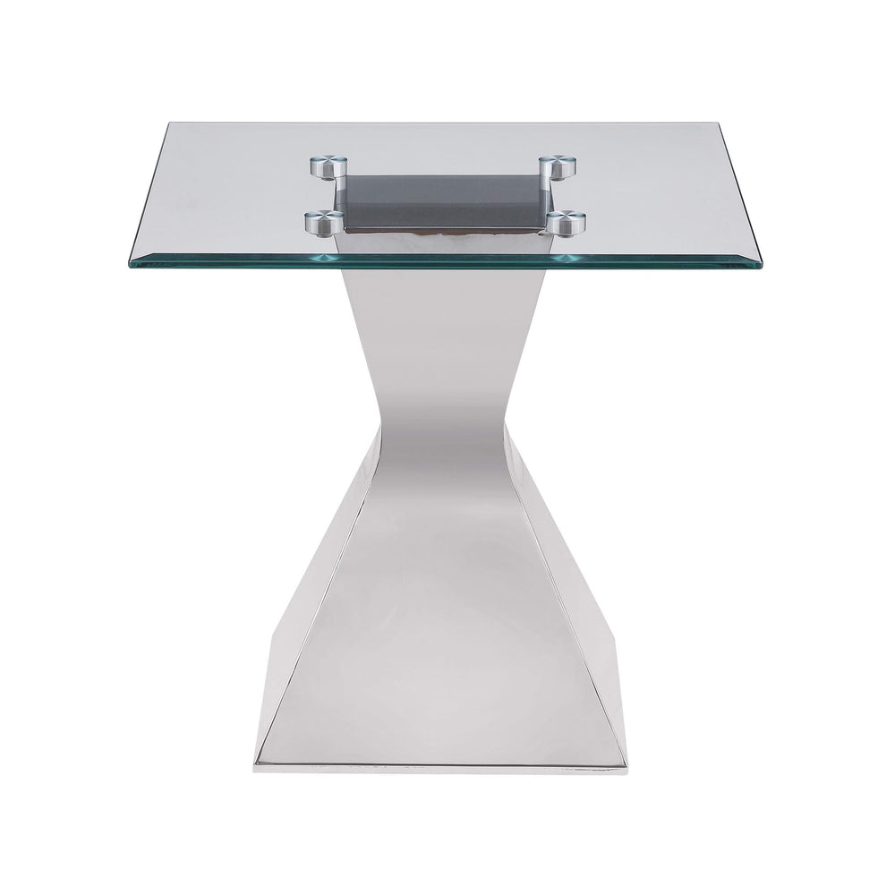 Mesa auxiliar Jenny Glass Top de acero inoxidable cromada