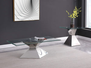 Mesa auxiliar Jenny Glass Top de acero inoxidable cromada