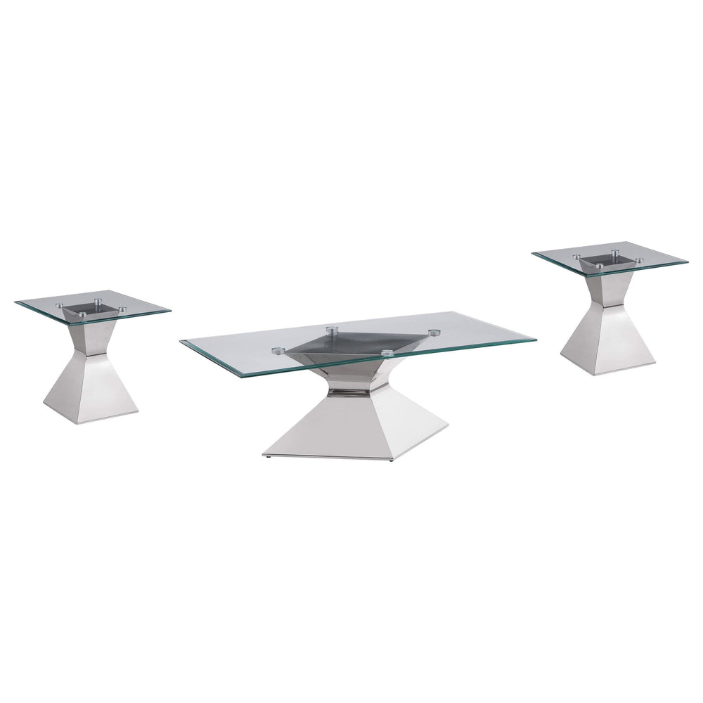 Juego de mesa de centro y auxiliar rectangular Jenny de 3 piezas, cromado