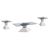 Juego de mesa de centro y auxiliar rectangular Jenny de 3 piezas, cromado