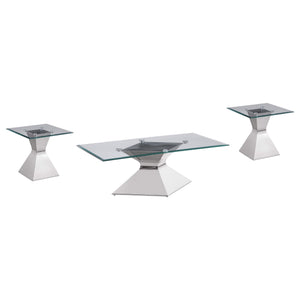 Juego de mesa de centro y auxiliar rectangular Jenny de 3 piezas, cromado
