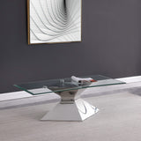 Mesa de centro Jenny Glass Top de acero inoxidable cromada
