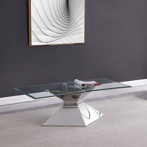 Mesa de centro Jenny Glass Top de acero inoxidable cromada