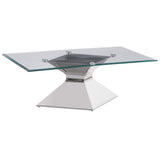 Mesa de centro Jenny Glass Top de acero inoxidable cromada
