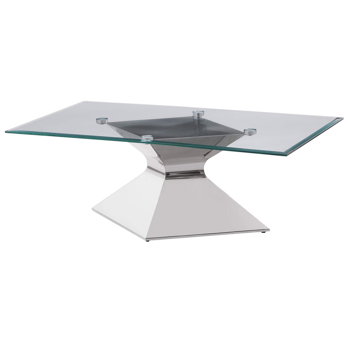 Mesa de centro Jenny Glass Top de acero inoxidable cromada