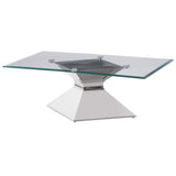 Mesa de centro Jenny Glass Top de acero inoxidable cromada