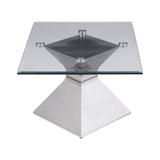 Mesa de centro Jenny Glass Top de acero inoxidable cromada