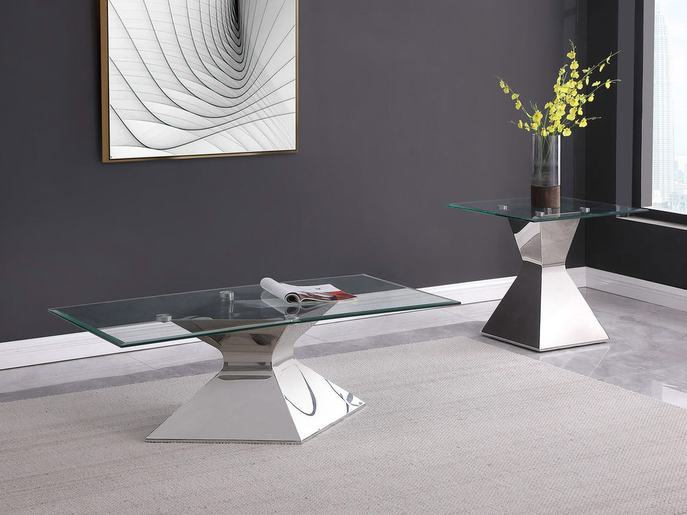 Mesa de centro Jenny Glass Top de acero inoxidable cromada