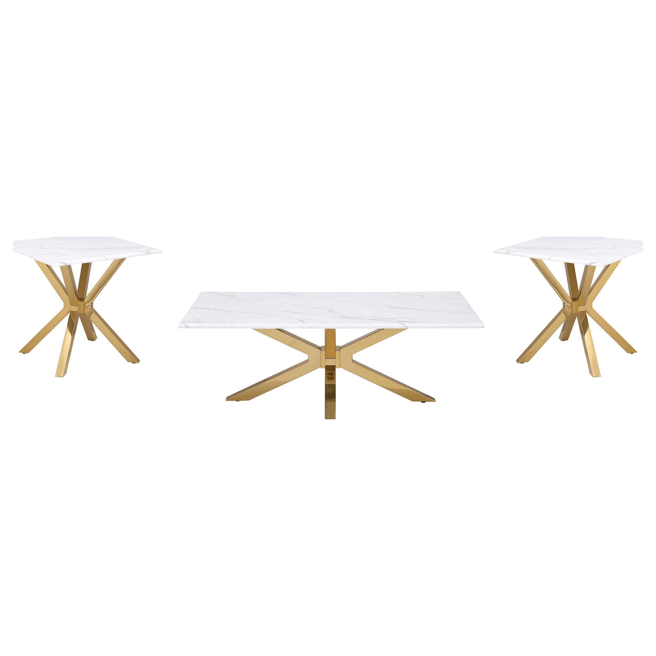Visalia 3-piece Faux Marble Coffee and End Table Set White