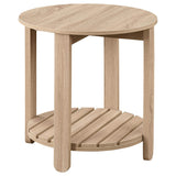 Mesa auxiliar redonda de madera de ingeniería Fowler de 1 estante, color natural