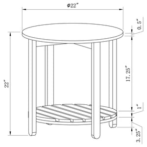 Mesa auxiliar redonda de madera de ingeniería Fowler de 1 estante, color natural