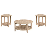 Juego de mesa auxiliar y de centro redonda Fowler de 3 piezas, color natural