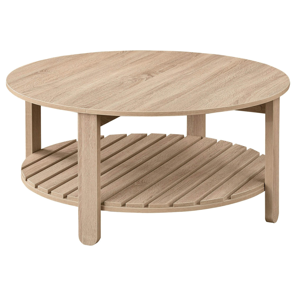 Juego de mesa auxiliar y de centro redonda Fowler de 3 piezas, color natural