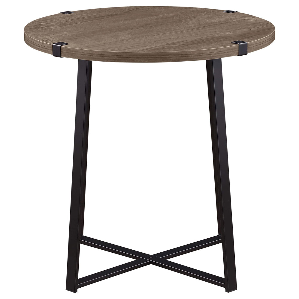 Mesa auxiliar redonda de madera de ingeniería Marcus en marrón claro