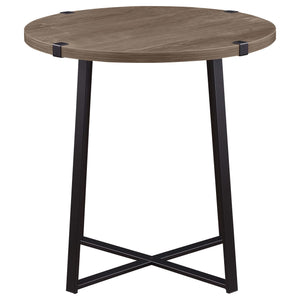 Mesa auxiliar redonda de madera de ingeniería Marcus en marrón claro