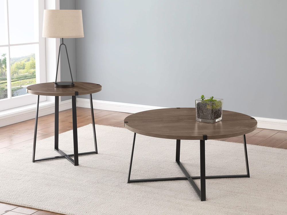 Mesa auxiliar redonda de madera de ingeniería Marcus en marrón claro