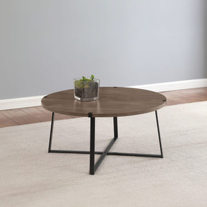 Mesa de centro redonda de madera de ingeniería Marcus marrón claro