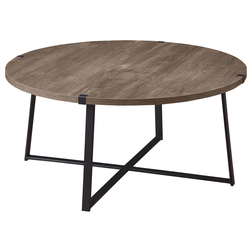 Mesa de centro redonda de madera de ingeniería Marcus marrón claro