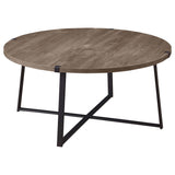 Mesa de centro redonda de madera de ingeniería Marcus marrón claro