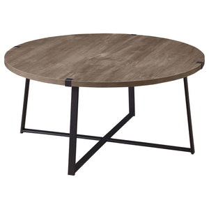 Mesa de centro redonda de madera de ingeniería Marcus marrón claro