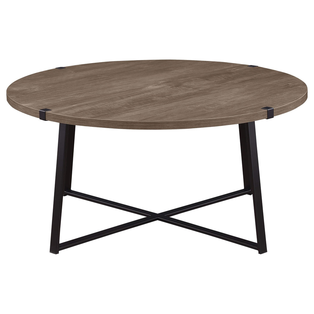 Mesa de centro redonda de madera de ingeniería Marcus marrón claro