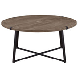 Mesa de centro redonda de madera de ingeniería Marcus marrón claro
