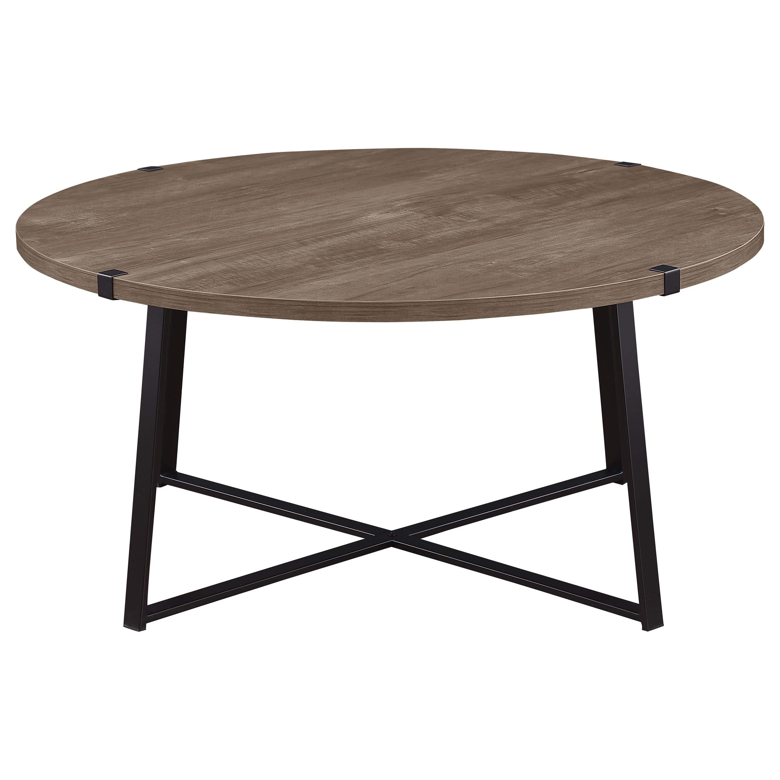 Mesa de centro redonda de madera de ingeniería Marcus marrón claro