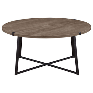 Mesa de centro redonda de madera de ingeniería Marcus marrón claro