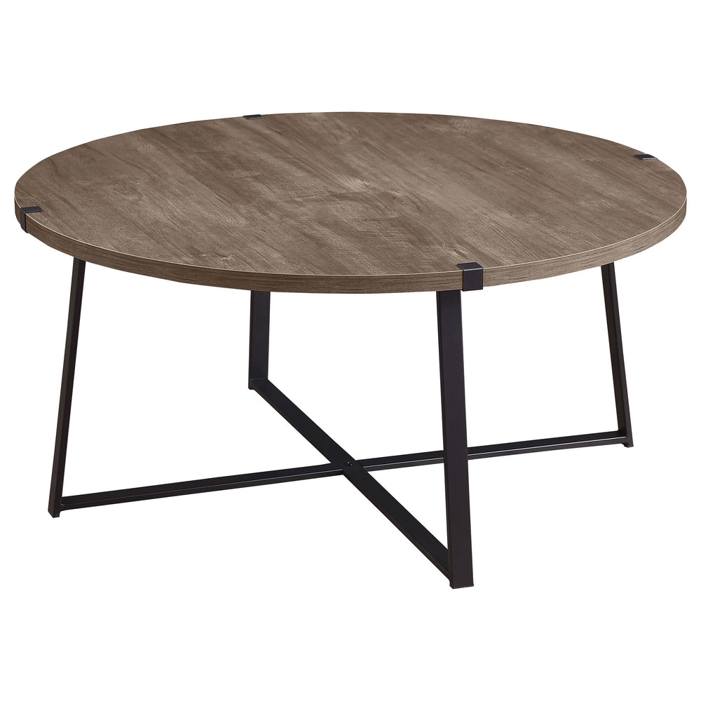Mesa de centro redonda de madera de ingeniería Marcus marrón claro