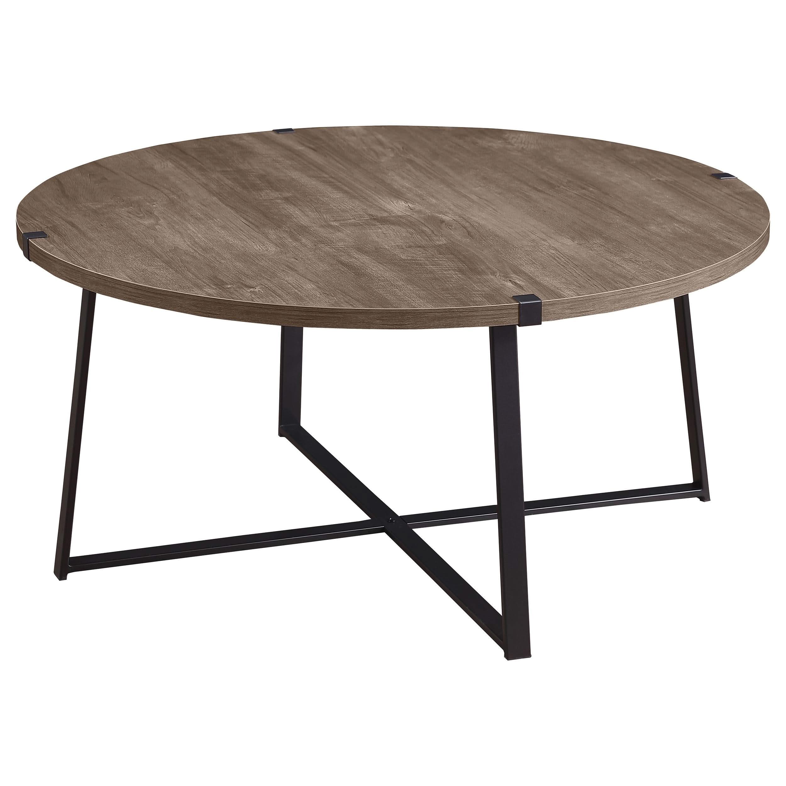Mesa de centro redonda de madera de ingeniería Marcus marrón claro
