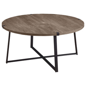 Mesa de centro redonda de madera de ingeniería Marcus marrón claro