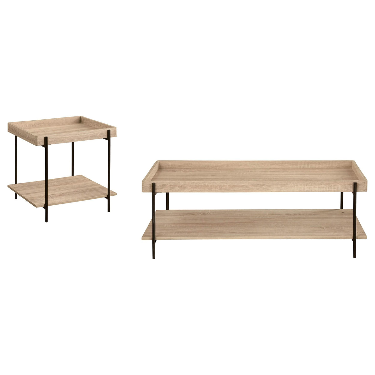 Juego de mesa de centro y auxiliar rectangular Fallon de 2 piezas en color natural