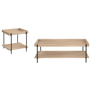 Juego de mesa de centro y auxiliar rectangular Fallon de 2 piezas en color natural