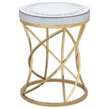 Juego de mesa auxiliar y de centro Elise de 3 piezas con espejo redondo dorado