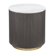 Jason Round Marble Top Side End Table White and Charcoal