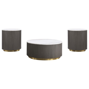 Jason 3-piece Round Marble Coffee and End Table Set White