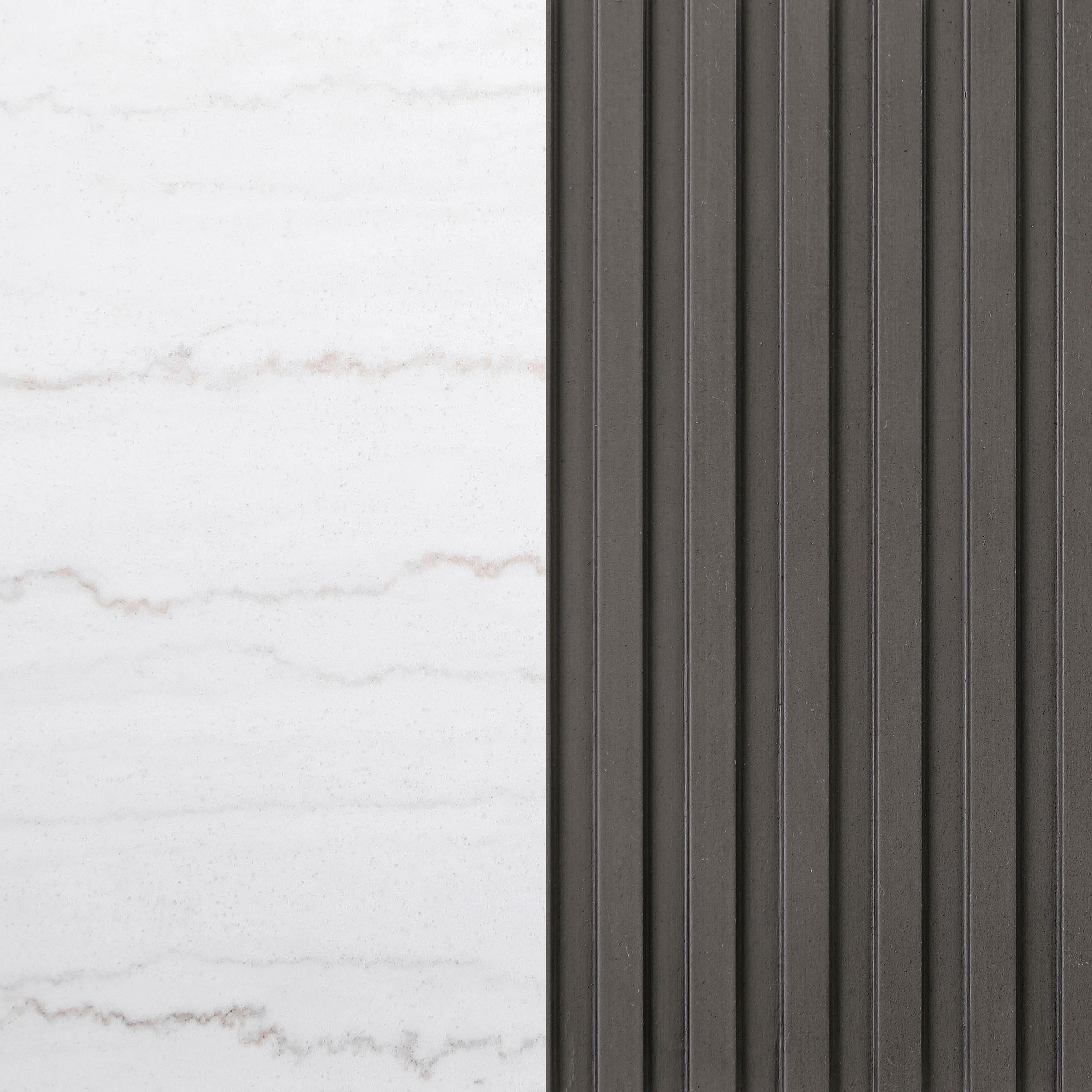 Jason Round Marble Top Coffee Table White and Charcoal