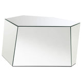 Mesa de centro geométrica abstracta con espejo Capella, color plata