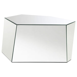 Mesa de centro geométrica abstracta con espejo Capella, color plata
