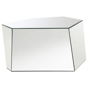Mesa de centro geométrica abstracta con espejo Capella, color plata