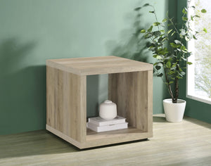Mesa auxiliar Frisco Square de madera de ingeniería, pino envejecido
