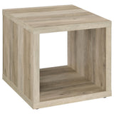 Mesa auxiliar Frisco Square de madera de ingeniería, pino envejecido
