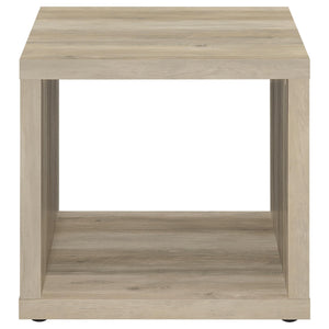 Mesa auxiliar Frisco Square de madera de ingeniería, pino envejecido