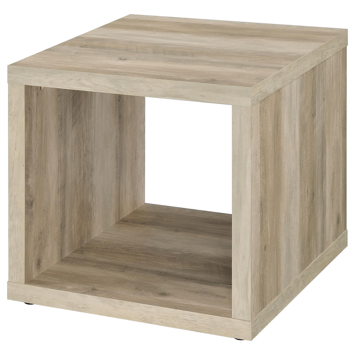 Mesa auxiliar Frisco Square de madera de ingeniería, pino envejecido