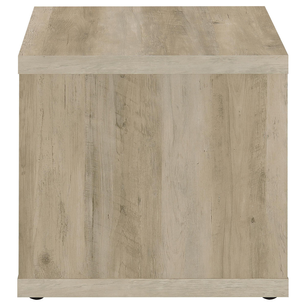 Mesa auxiliar Frisco Square de madera de ingeniería, pino envejecido
