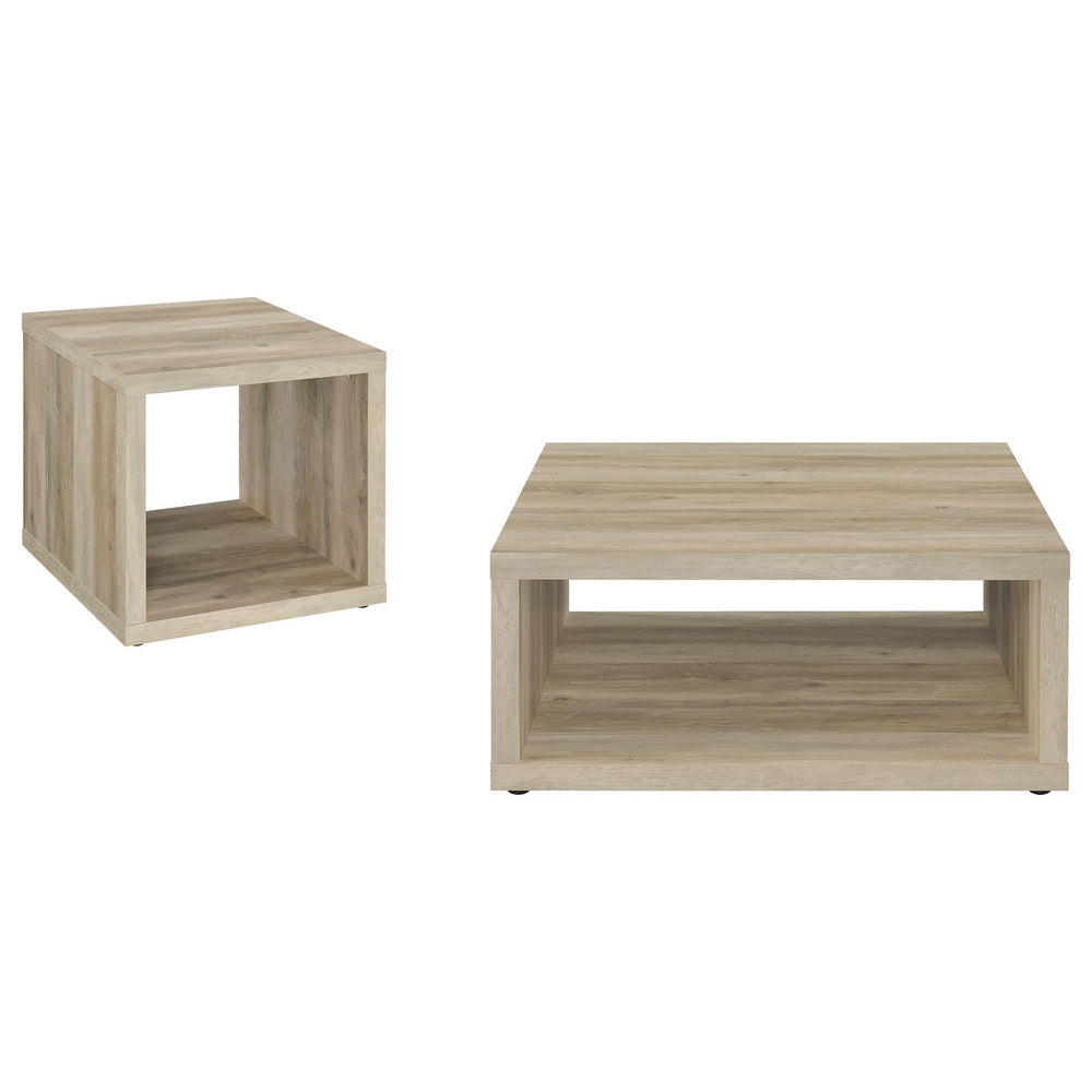 Juego de mesa de centro y auxiliar Frisco de 2 piezas, pino envejecido