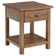 Mesa auxiliar de madera Payne con 1 cajón y estante, color marrón envejecido