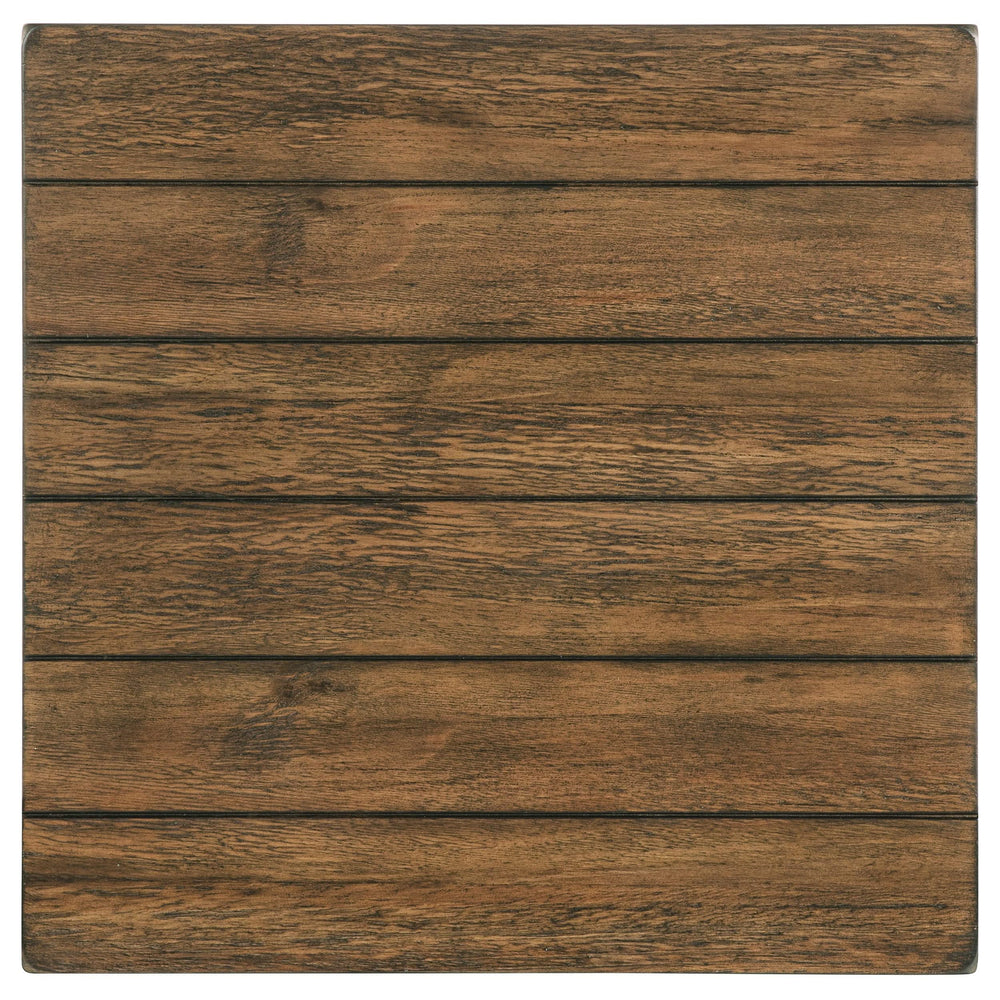 Mesa auxiliar de madera Payne con 1 cajón y estante, color marrón envejecido