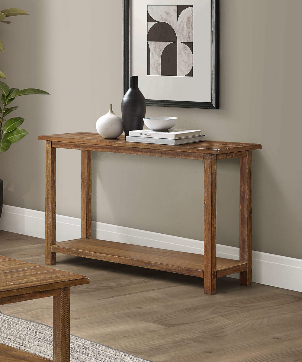 Consola de sofá de entrada de madera Payne en marrón envejecido