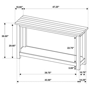 Consola de sofá de entrada de madera Payne en marrón envejecido